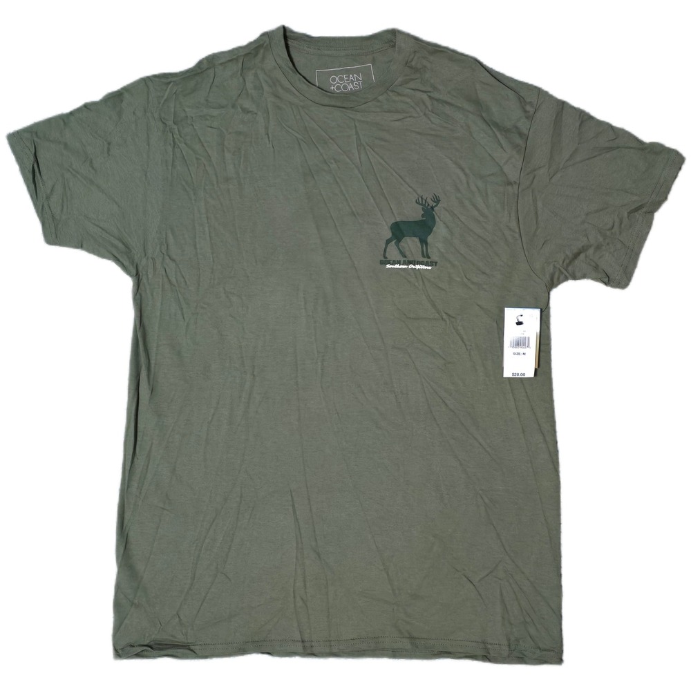 Ocean Coast Men's Green Deer‎ Graphic T-Shirt Size M 100% Cotton
(Y)